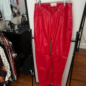 REVICE Faux Leather Red Pants